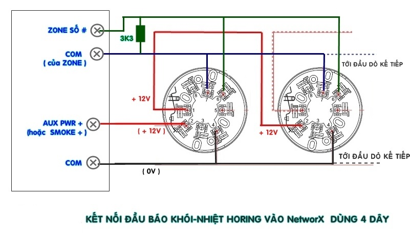 Sơ đồ đấu nối đầu báo khói