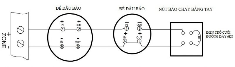 Sơ đồ đấu tủ báo cháy thường hochiki hcv